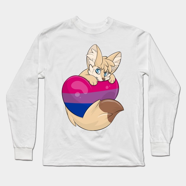 Bi Flag-Heart Fennec Fox Long Sleeve T-Shirt by Fennekfuchs
